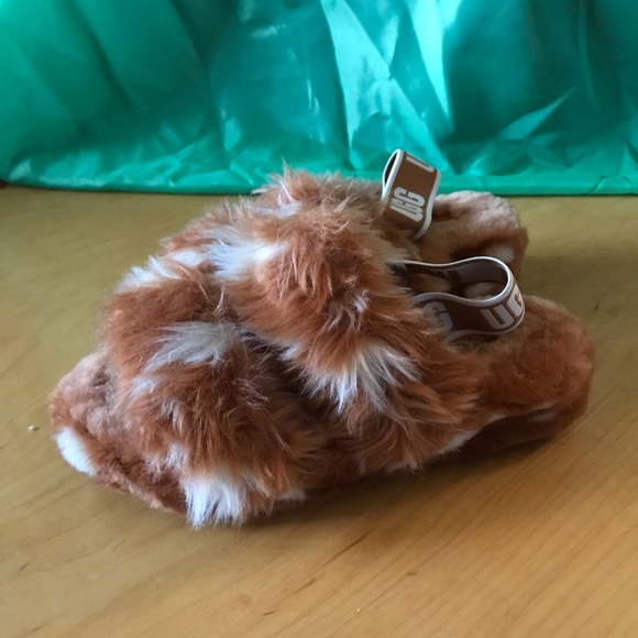 UGG Fluff Yeah Oh Yeah Women’s Fuzzy Slides Tan And White Slides Size 7 - Picture 5 of 8